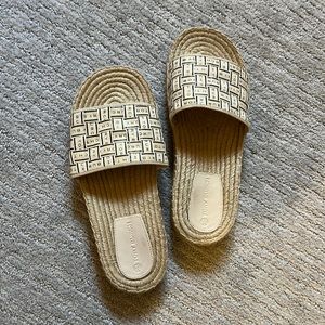 Tory Burch Espadrille ribbon slides, Size 11